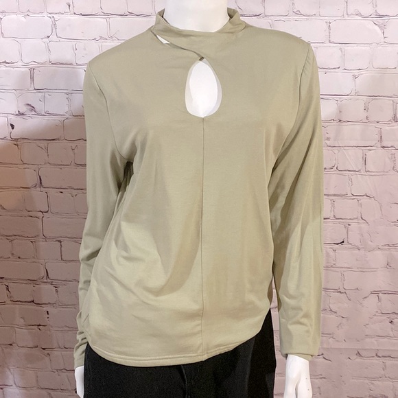 Brand new Oak+Fort cutout siege green high neck top/blouse - Picture 1 of 4